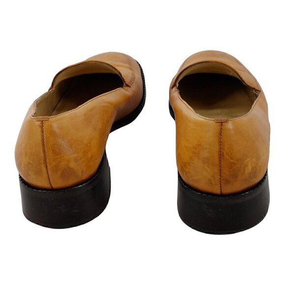 ANN TAYLOR LOFT Caramel Distressed Leather Slip-On Loafers 7M  Good Pre-Owned - Picture 6 of 9